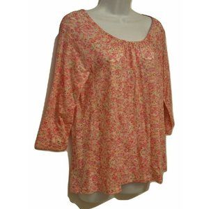 J Jill Top NEW Pink Orchid Floral Blouse Sz Small Peasant Shirt Relax May Fit M